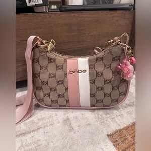 NWT Bebe Y2K Beige & Blush Warren Monogram Crossbody Shoulder Bag